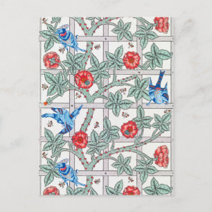Roos en kleine vogel, William Morris Briefkaart