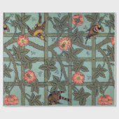 Roos en kleine vogel, William Morris Cadeaupapier (Vlak)
