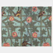 Roos en kleine vogel, William Morris Fleece Deken (Voorkant (Horizontaal))
