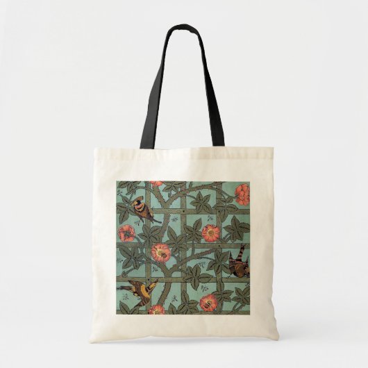 Roos en kleine vogel, William Morris Tote Bag (Voorkant)