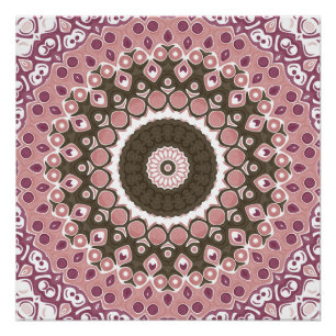Roos en Mocha Mandala Patroon Bloemrijke Geometrie Perfect Poster