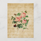  Roos en muziekblad Briefkaart (Voorkant)