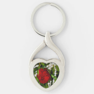 Roos en parels sleutelhanger