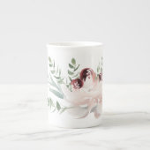 Roos en Peony Waterverf Bone China Mok (Voorkant)