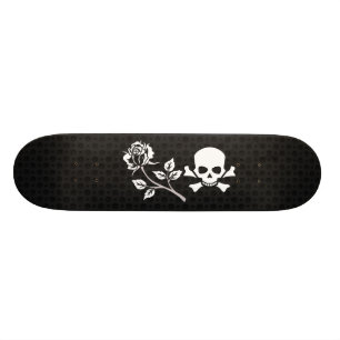 Roos en schedel op zwart skateboard