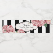  Roos en strepen Waterfles Etiket (Enkel label)