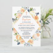 Roos en Thistle Baby Baptism & Brunch Kaart (Staand voorkant)