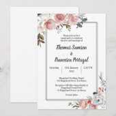 Roos en Thistle Waterverf Wedding Invitation Kaart (Voorkant / Achterkant)