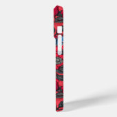 Roos en vlinders in rood en blauw Case-Mate iPhone case (Achterkant / Links)