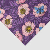 Roos en vlinders in roze en paarse tissuepapier (Detail)