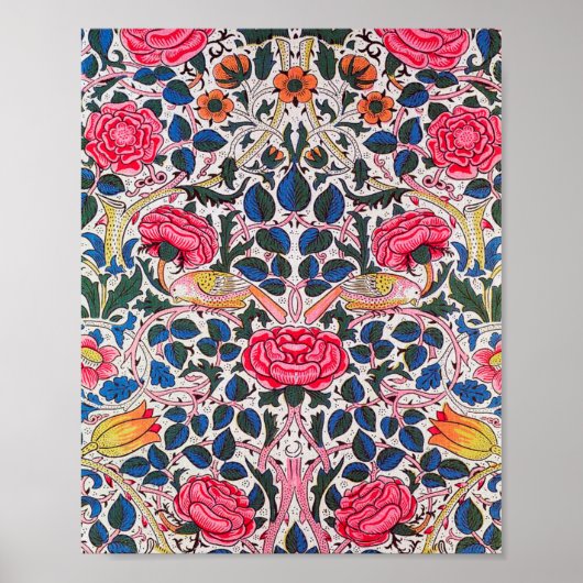 Roos en vogel, William Morris Poster (Voorkant)