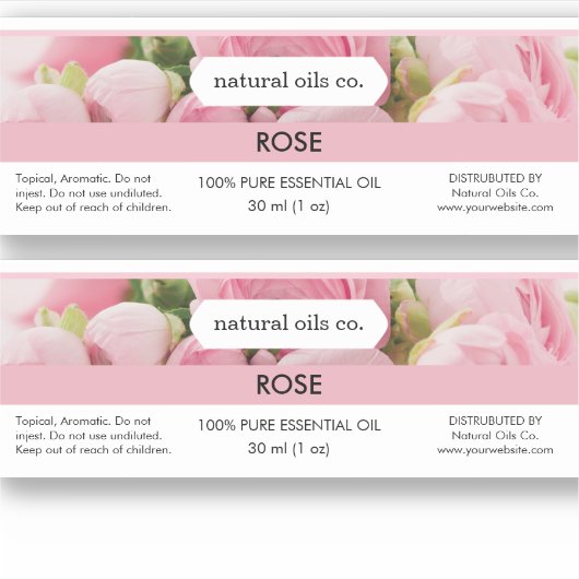 Roos Etherische oliën Geurstof flesetiket Sticker (Voorkant)