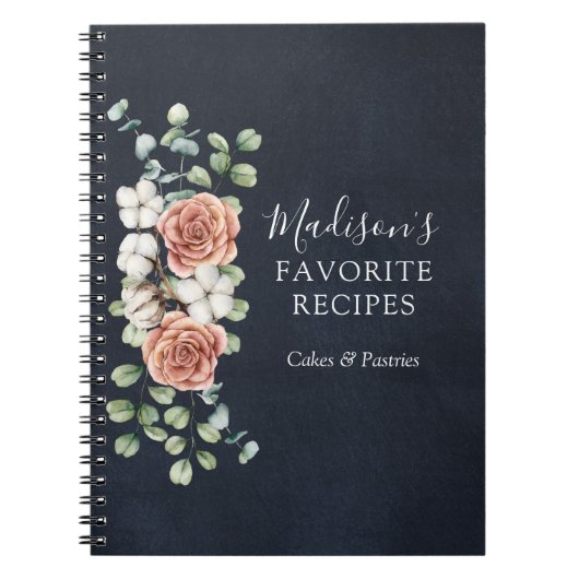 Roos Eucalyptus Floral Botanisch Rustiek Recept Notitieboek (Voorkant)