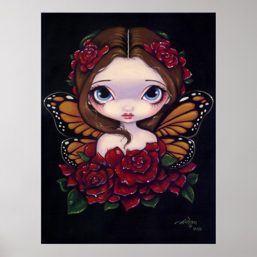 Roos Fairy ART PRINT grote oogfantasie (Voorkant)