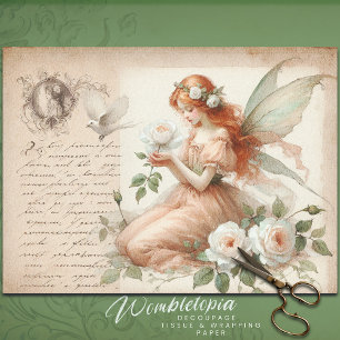 Roos Fairy & Pastel Ephemera Script Decoupage Tissuepapier