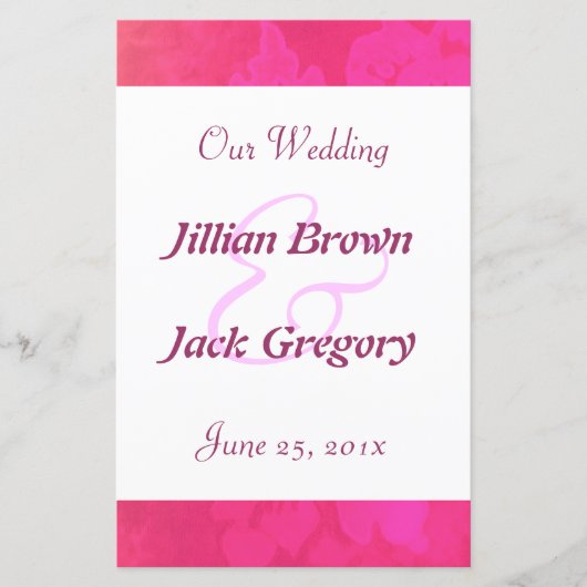 Roos Fantasy Wedding Program (Voorkant)