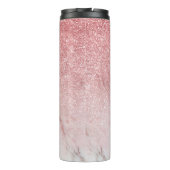 Roos Faux Glitter en Marble 2a Monogram Thermosbeker (Achterkant)
