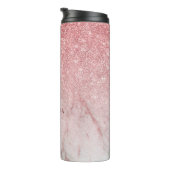 Roos Faux Glitter en Marble 2a Monogram Thermosbeker (Geroteerd rechts)