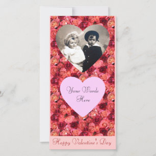 ROOS FIELD, helder levendig rood roze Feestdagenkaart