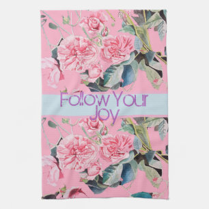Roos Flard Pattern Waterverf Volg je Joy Theedoek