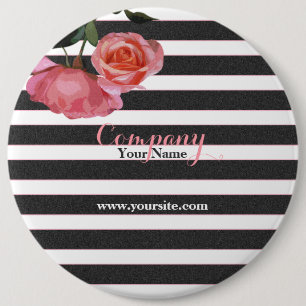 Roos Floral Black & White Stripes - Button