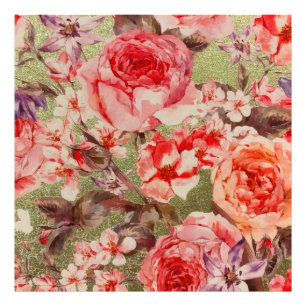 Roos Floral Bloom Raspberry Pink Waterverf Foto Afdruk