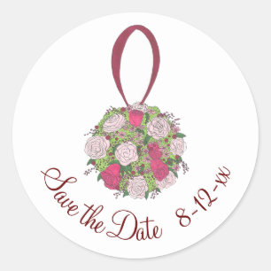 Roos Floral Bridal Bouquet Wedding Save the Date Ronde Sticker