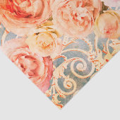 Roos Floral Damask Coral Peach Tissuepapier (Detail)