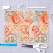 Roos Floral Damask Coral Peach Tissuepapier (Craft)