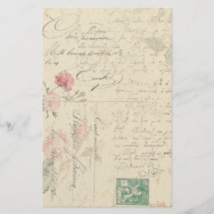 Roos Floral French Ephemera Stationery Briefpapier