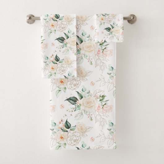 Roos Floral Garden Pattern Bad Handdoek (Insitu)