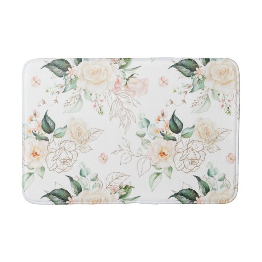 Roos Floral Garden Pattern Badmat (Voorkant)
