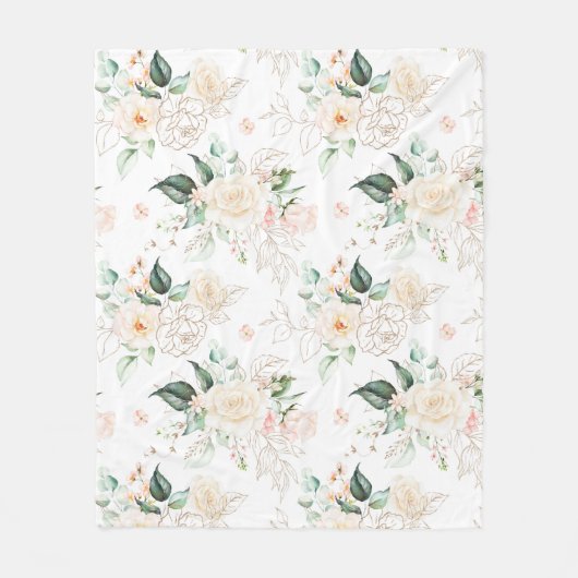 Roos Floral Garden Pattern Fleece Deken (Voorkant)