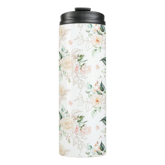 Roos Floral Garden Pattern Thermosbeker (Voorkant)