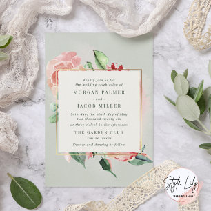 Roos Floral Garden Wedding Kaart
