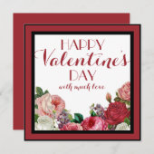 Roos Floral Happy Valentines Day Kaart (Voorkant / Achterkant)