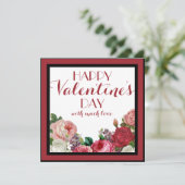 Roos Floral Happy Valentines Day Kaart (Staand voorkant)