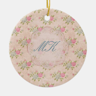 Roos Floral Keramisch Ornament