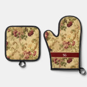  Roos Floral Ovenwant & Pannenlap Set (Voorkant)