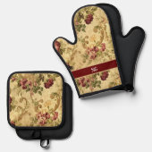  Roos Floral Ovenwant & Pannenlap Set (Voorkant / Achterkant)