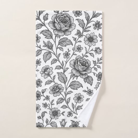  Roos Floral Pattern Bad Handdoek (Handdoek)
