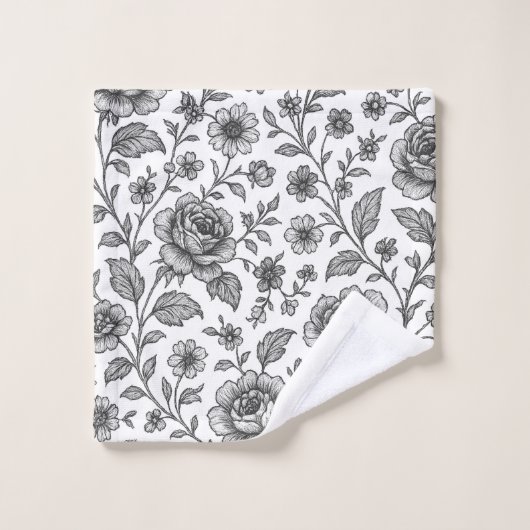  Roos Floral Pattern Bad Handdoek (Wasdoekje)