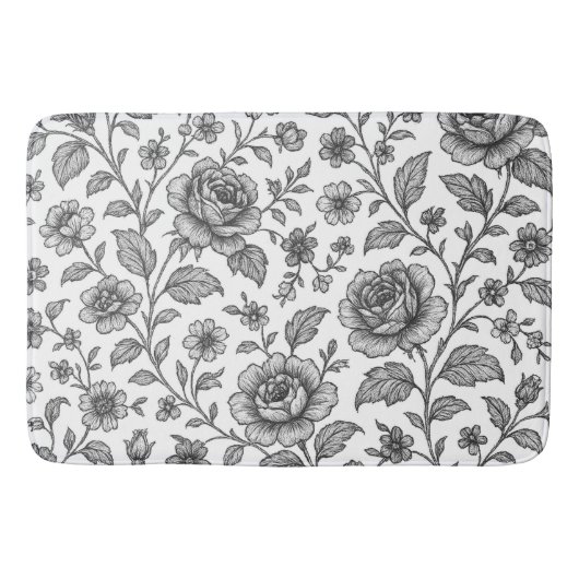 Roos Floral Pattern Badmat (Voorkant)