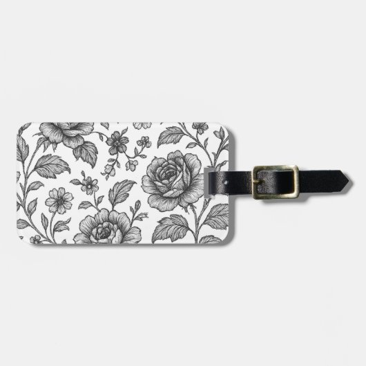 Roos Floral Pattern Bagagelabel (Voorkant horizontaal)