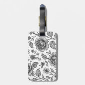 Roos Floral Pattern Bagagelabel (Achterkant verticaal)