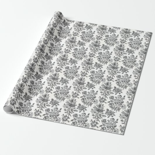 Roos Floral Pattern Cadeaupapier (Uitgerold)