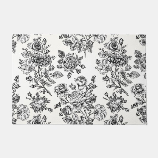 Roos Floral Pattern Deurmat (Voorkant)