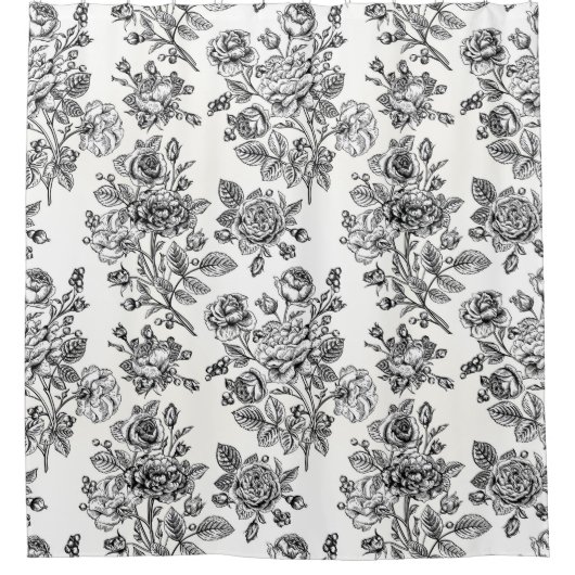  Roos Floral Pattern Douchegordijn (Voorkant)