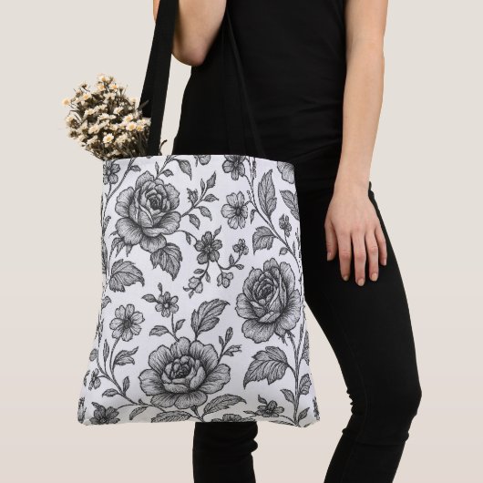 Roos Floral Pattern Draagtas (Dichtbij)