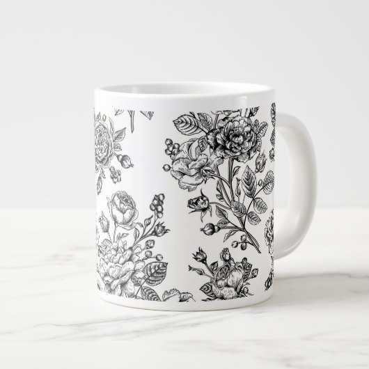 Roos Floral Pattern Extra Grote Beker (Voorkant rechts)